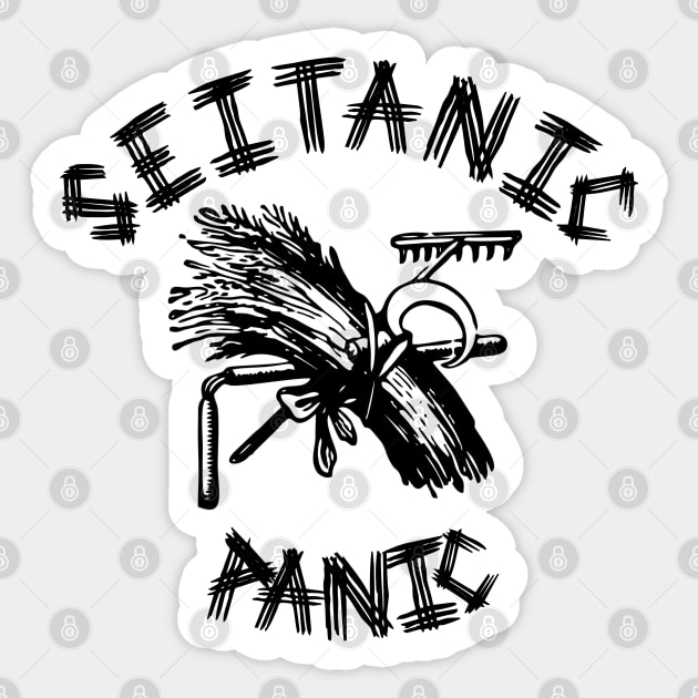 Seitanic panic (black print) Sticker by the gulayfather